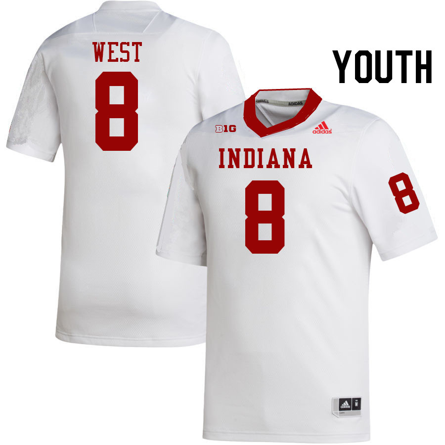 Youth #8 CJ West Indiana Hoosiers College Football Jerseys Stitched-White